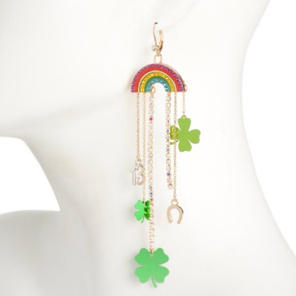 BETSEY JOHNSON Lucky Rainbow Waterfall Earrings NWT - Picture 2 of 12